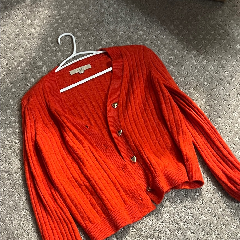LOFT Vibrant Red Cardigan Sweater